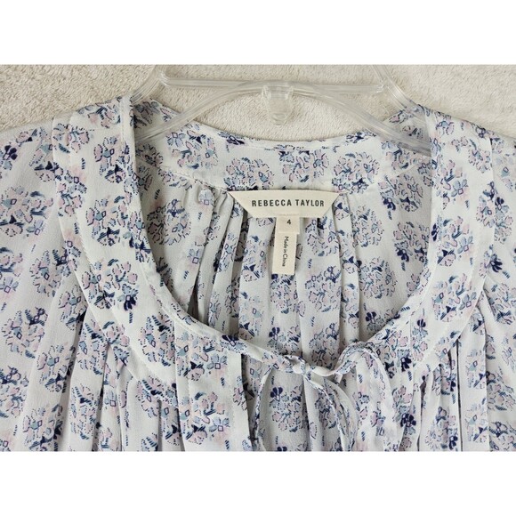 Rebecca Taylor Women's 100% Silk Sleeveless Top Floral Size 4 - Picture 3 of 4